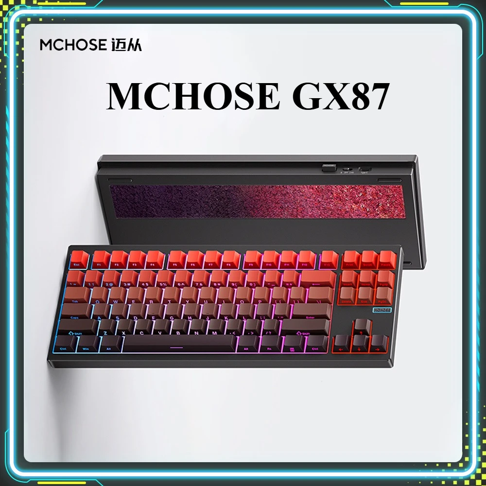 

MCHOSE GX87 Игровые клавиатуры с ЧПУ из алюминиевого сплава RGB PBT Беспроводная трехрежимная механическая клавиатура по индивидуальному заказу Аксессуар для ПК для киберспорта