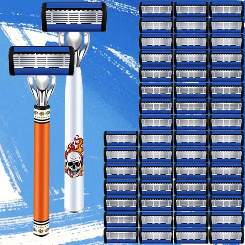 ماكينة حلاقة أمان رجالية فاخرة بمقبض مضاد للانزلاق. تصميم تقدميري لشفرة حادة. مقبض مضاد للانزلاق. هدية عظيمة للمهرجانات #1