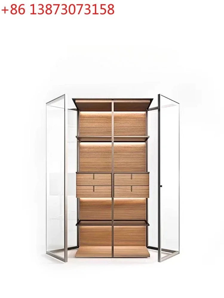 

INKOONA aircraft cabinet Italian light luxury double door glass wine cabinet figure large capacity locker