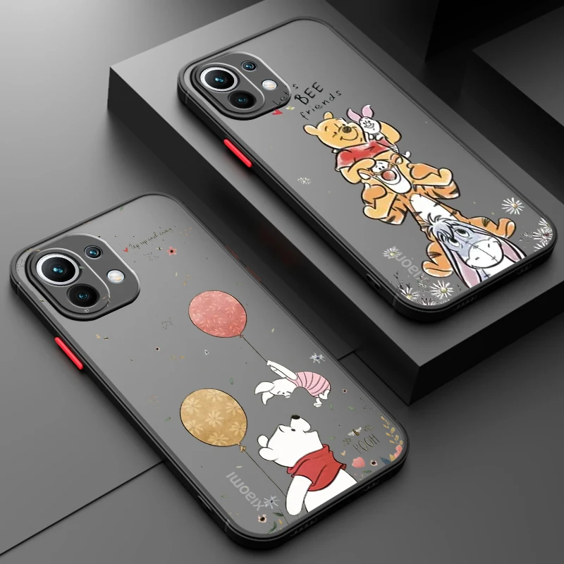 

Winnie The Pooh Friends For Xiaomi Mi 13 12 12S 12T 12X 11 11T 10 9T Lite Pro Ultra Frosted Translucent Hard Phone Case Fundas