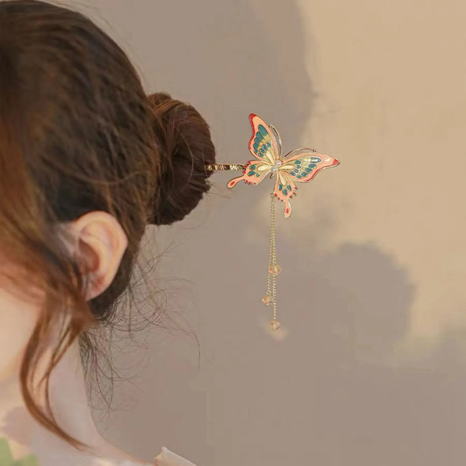 Multi Color Butterfly Hair Chopsticks Multi Color Plated Prong Updo Chignon Pins for Hair DIY Accessory Hair Styling