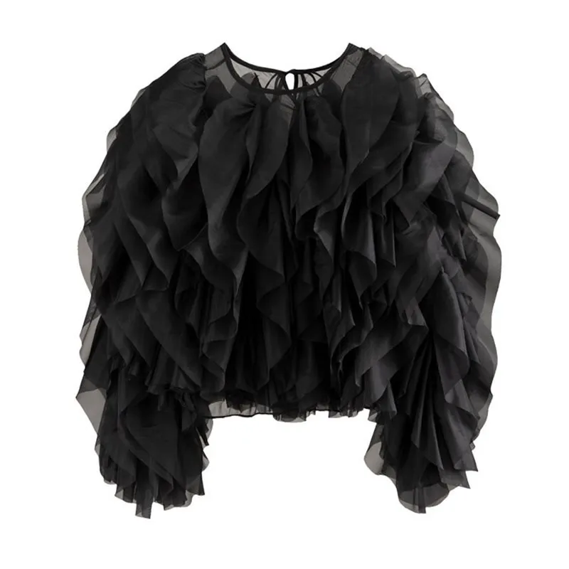 TWOTWINSTYLE Rüschenhemden für Damen, Pullover, Bluse, weiblicher Modestil – Detail 26