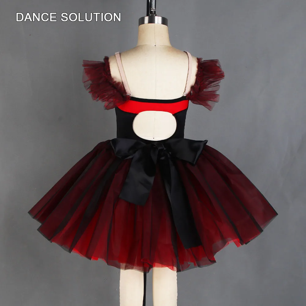 Red Spandex and Black Velvet Bodice Ballet Romantic Tutu Dress for Women & Girls Ballet Dance Costumes Performance Dress 20147