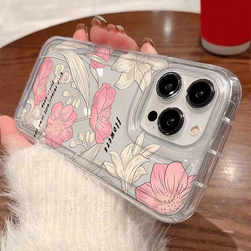 Metal Tulip Pattern Airbag Phone Case for Samsung Galaxy A15 A55 A14 A34 A54 A13 A33 A53 S25 S24 Ultra S23 Plus S22 S21 FE Cover
