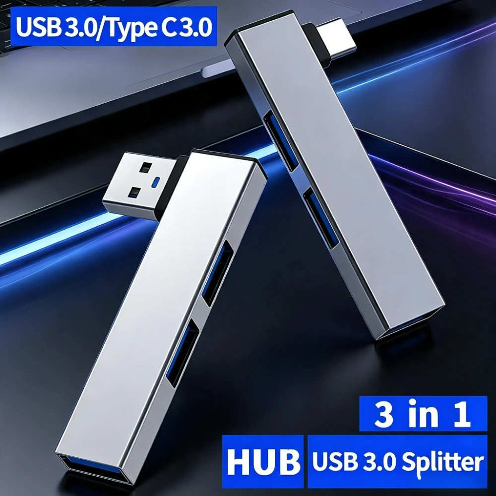 3 in 1 USB Docking Station USB 3.0 Hub 5Gbps High Speed Multi Port Splitter Portable USB Extender For Laptop PC Computer Tablet