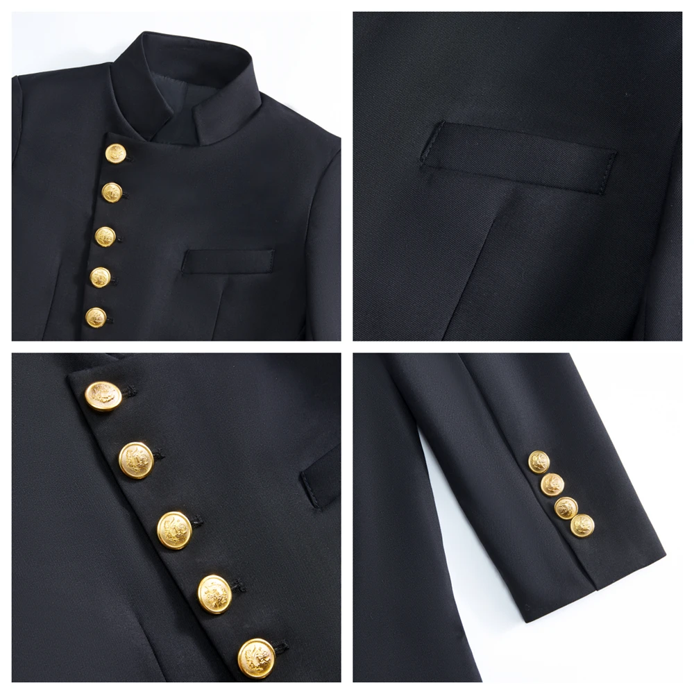 بدلة DTLumika مكونة من قطعتين للرجال والأطفال، طقم بدلة للأب والابن بأزرار ذهبية، ياقة واقفة، بدلة مخصصة لضيوف الزفاف