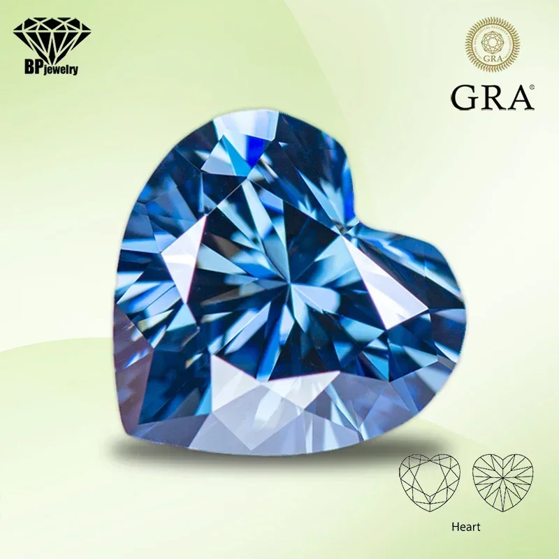 

Wholesale Moissanite Lab Grown Diamond Primary Color Royal Blue Heart Cut Gemstone for Women Rings Earrings Making with Cert