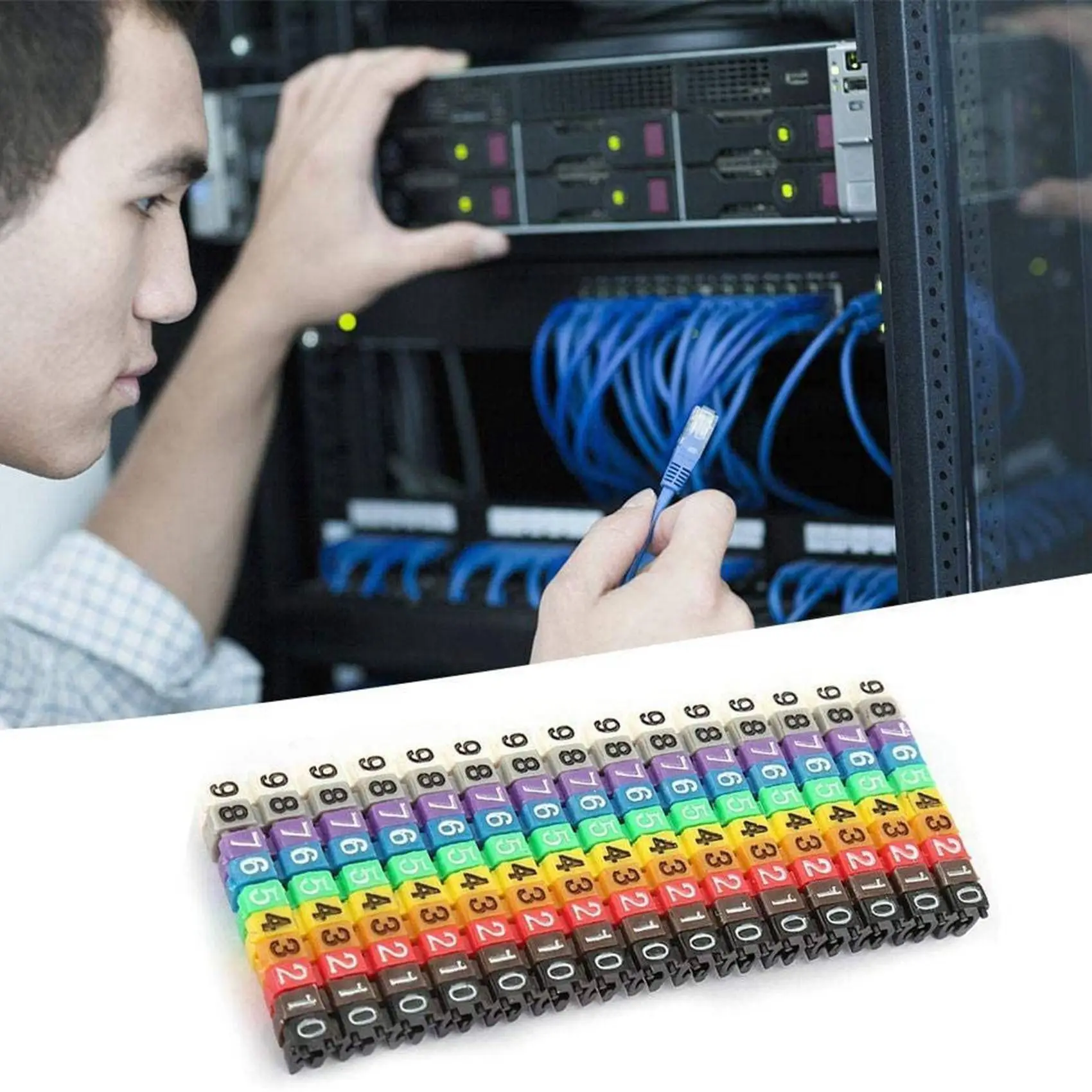 ABSS-Clip-On String Cable Marker Boxed Plastic Number Number Wire Label Tube Set Color Cable Marker (150PCS KCM-1.5MM)