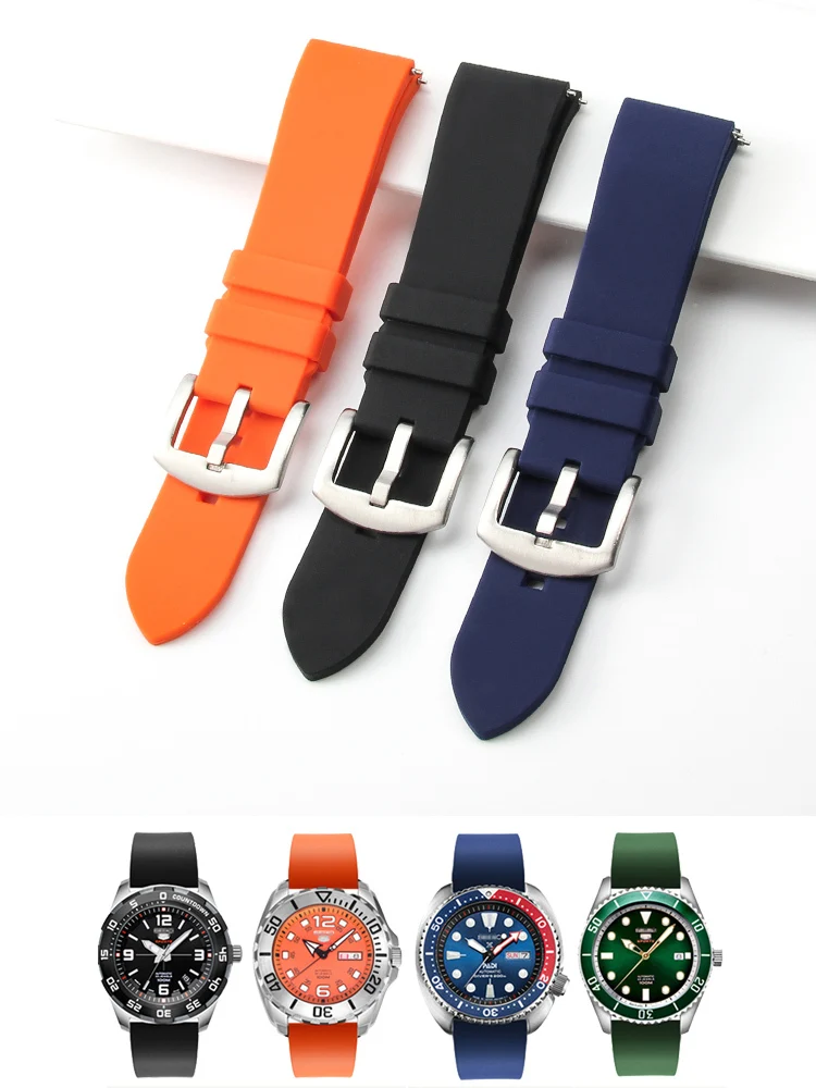 Soft Rubber Strap for Casio Seiko Breitling West Tiecheng Longqin Accessories 20mm Waterproof Sports Silicone Chain