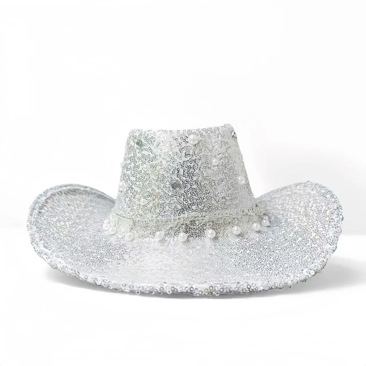 HongLuan Glitter Costume Cappello Adulto e Cappelli da Cowboy Strass per Donna, Cowboy Cosplay Accessori Femminili e Berretto da Cowgirl