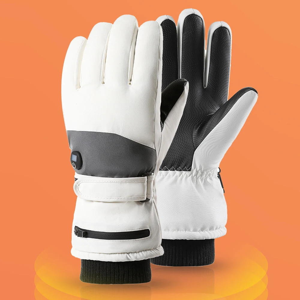 Electric Heated Gloves for Men Women, USB Rechargeable Waterproof Winter Skiing Snowboarding Gloves, 3-Level Thermal Warming