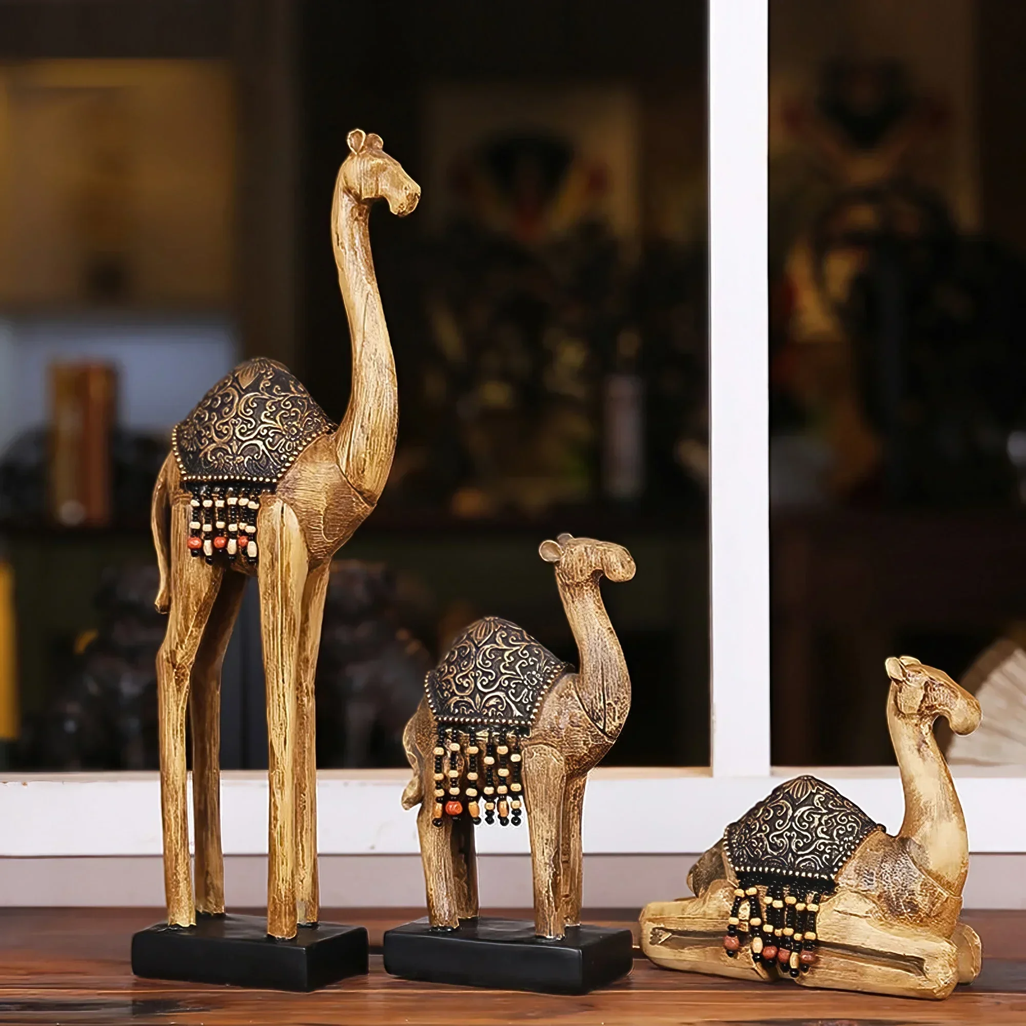 Desert Camel Ornament Middle East Style Home Furnishings Creative Wooden Type Dromedary Polyresin Made Deloul