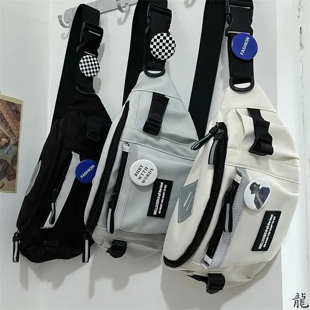 Japońska torba na klatkę piersiową Harajuku z odblaskami, damska i męska torba na biodro, torba crossbody dla studentów, torebki i torby do noszenia w ręku.