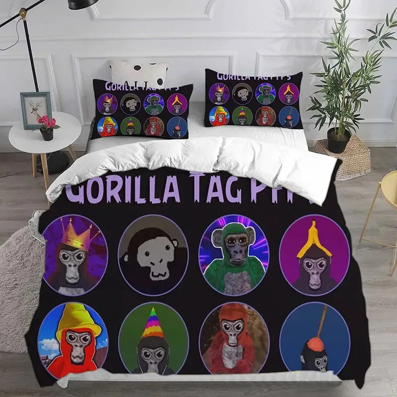 

3D gorilla bedding set, bedroom decoration cartoon duvet cover set single double bed 200x200cm pillowcase with zipper, gift