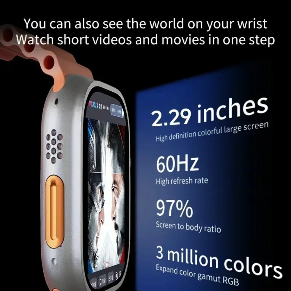 DW200 4G Android Smart Watch AMOLED Smartwatch+1/3pcs Straps 64GB ROM Heart Rate Monitor For Men Women Support SIM Card GPS WIFI view 6