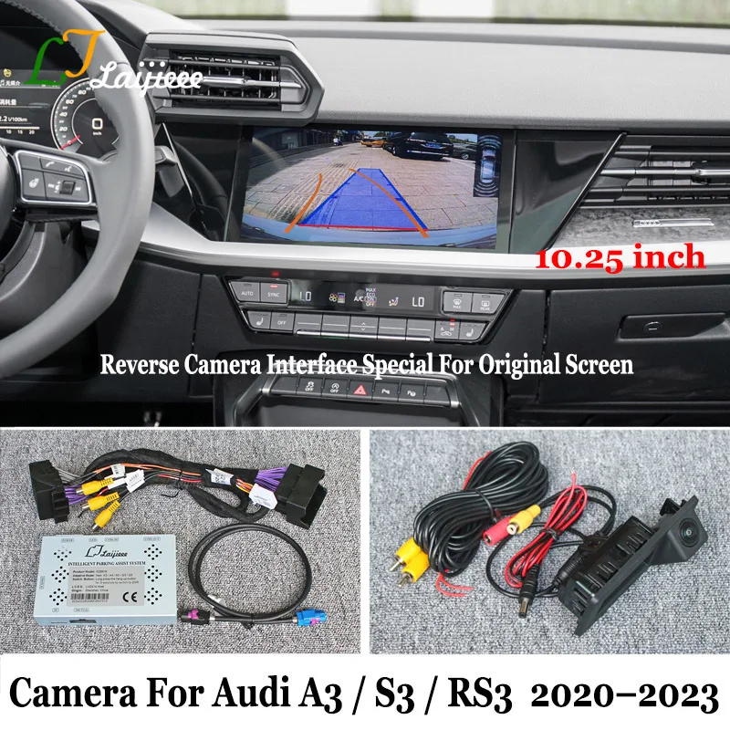 For Audi A3 S3 RS3 8Y 2020 2021 2022 2023 Original 10.25 Inch Screen No Need Coding Dynamic HD Rearview Backup Reverse Camera