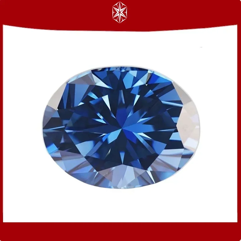 

Moissanite Stone Oval Cut Sapphire Blue Color Lab Created Gemstone Diamond Jewelry Making Materials with GRA Certificate