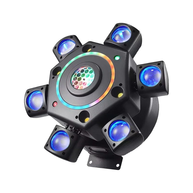 Luce ad effetto scenico 6 bracci RGBW 4in1 Controllo DMX rotante LED Strobe Laser Beam Light per Dj Discoteca