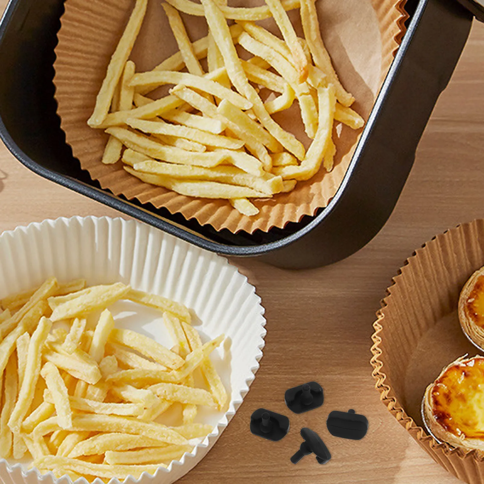 4Pcs Air Fryer Tray Feet Bumpers ABS Silicone-Like Protective Covers Prevent Scratches Extend Universal Fit Air