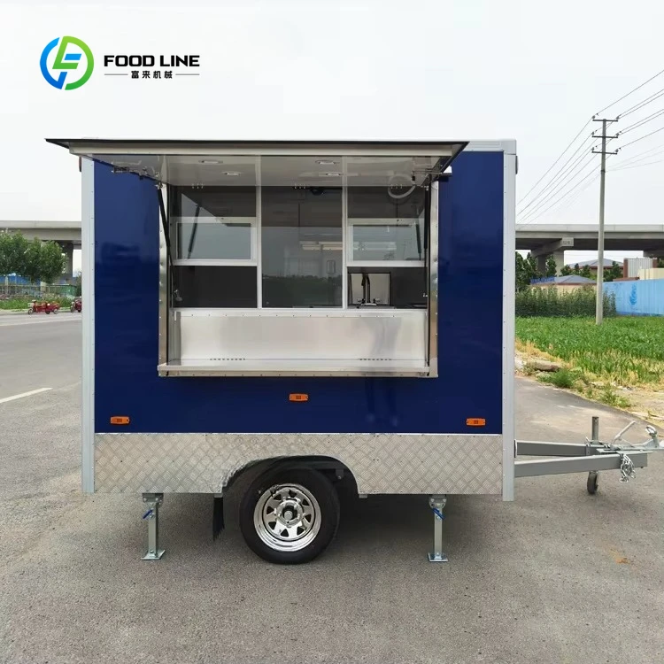 Customized Mobile Coffee Bar Trailer Fully Equipped Small Hot Dog Ice Cream Cart Concession Trailer Food Truck with Full Kitchen