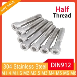 304 스테인리스 스틸 육각 소켓 치즈 헤드 나사 볼트, 하프 스레드 A2-70, M4 M5 M6 M8 M10 M12 M16 DIN912