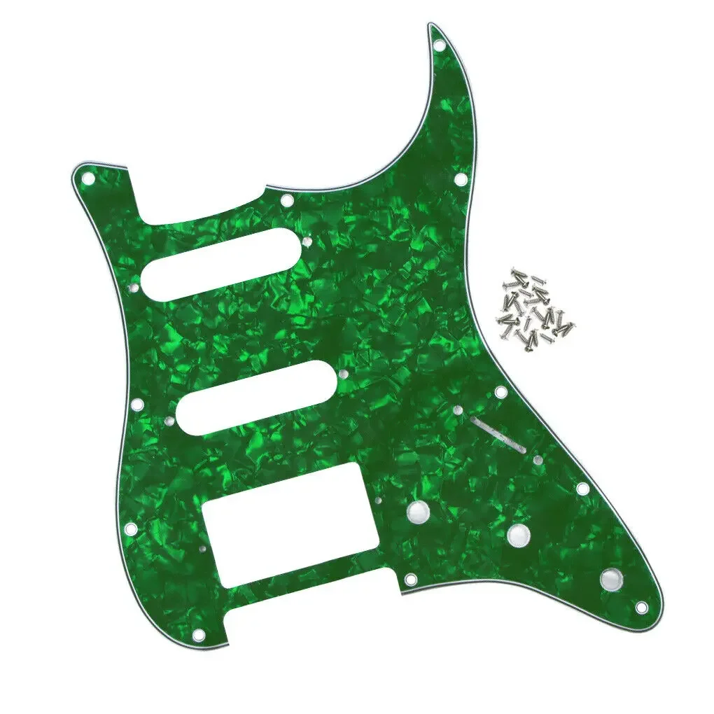 

ST HSS Guitar Pickguard Scratch Plate 11 Holes & Screws Green Pearl