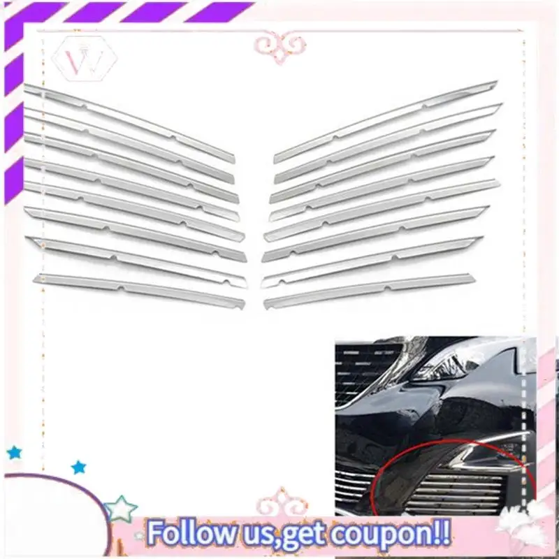 

Easy To Use Stainless Steel Car Front Bumper Top + Lower Grille Trim Parts Accessories For 3008 GT 2016-2020 5008 GT 201