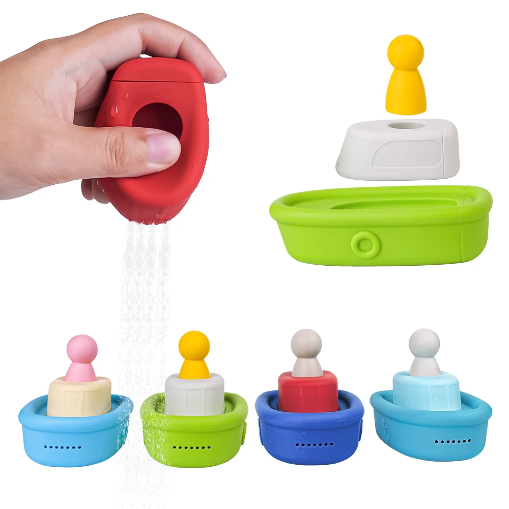 TYRY.HU-Jouets de bain en silicone pour bébé, bateau à rames mignon, jouets de bain pour petit homme, jouets de piscine portables pour bébé de 0 à 24 mois, 1PC