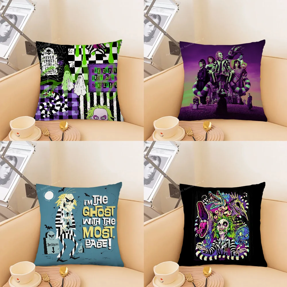 Horror Movies Beetlejuice Pillow Case Fashion Square Pillowcase Bedroom Sofa Room Ins Decoration Leisure Cushion Cover 40x40