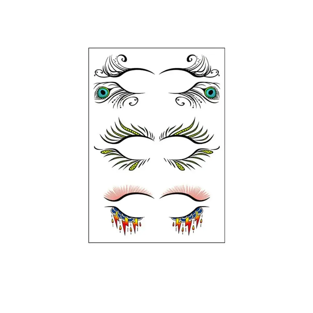 Waterproof Eyelash Tattoo Sticker Sweat-Proof Long Lasting Eyelash Make-Up Sticker Flower Colorful Eye Shadow Tattoo Stickers