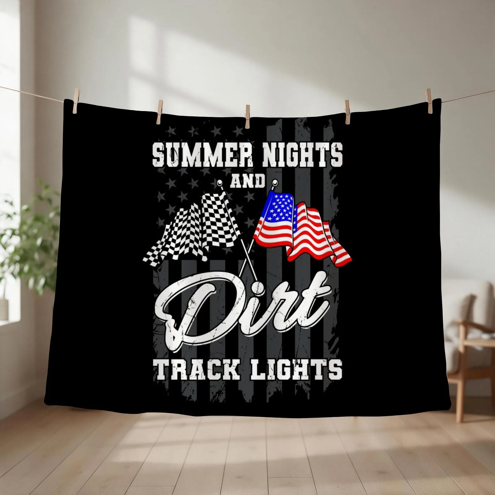 Summer Nights Dirt Track Lights Racing Throw Blanket Beach christmas gifts Comforter Bed Fashionable Blankets