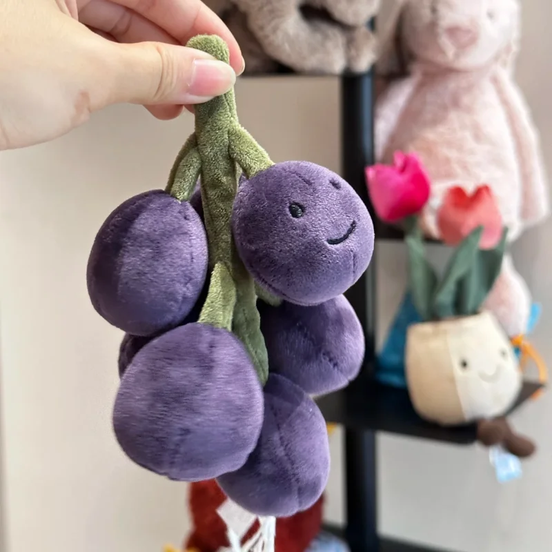 New 15cm Jelly Cat Fun Fruit Series Grapes Keychain Cute Soft Keychain Bag Pendant Accessories Doll Pendant Bag Decoration Gifts