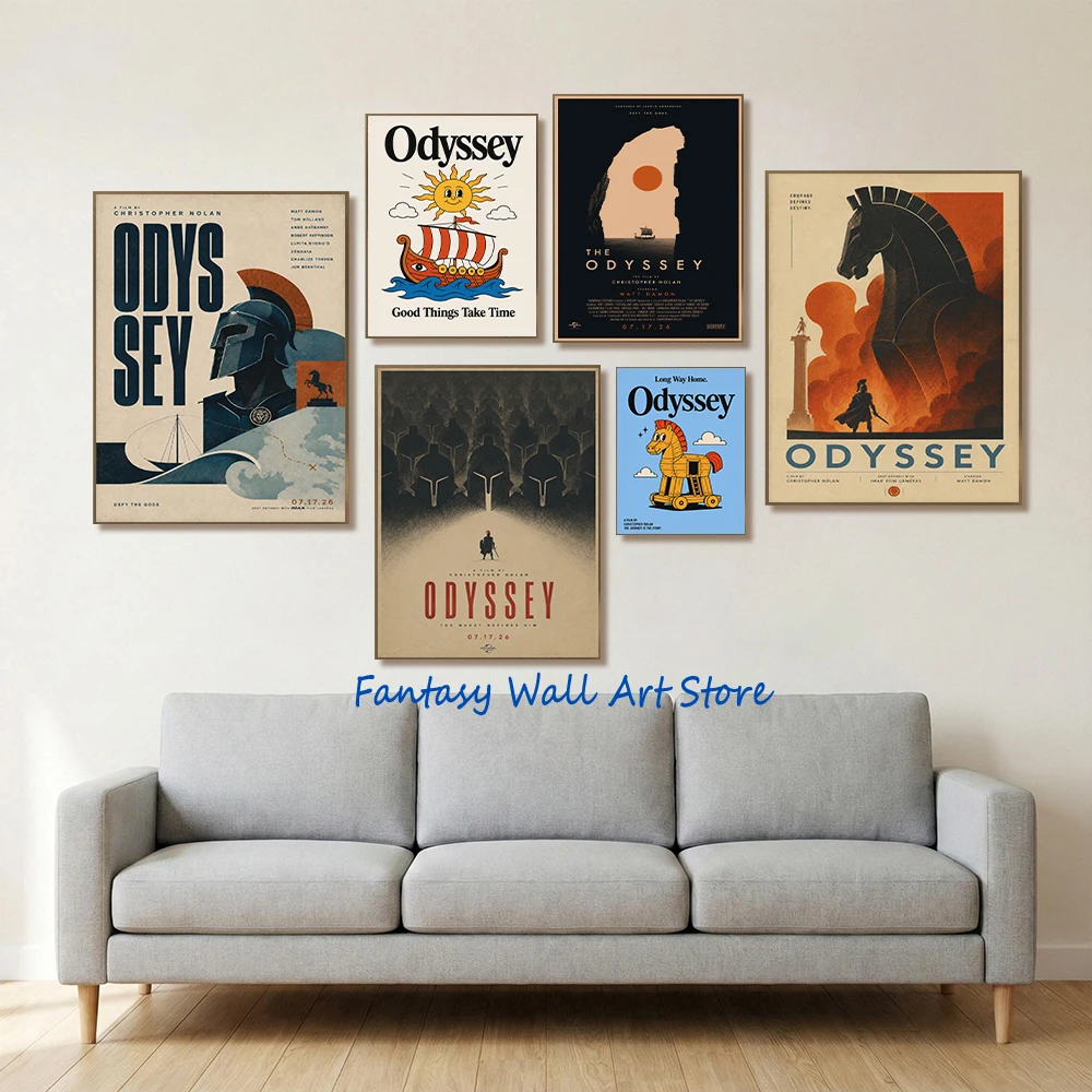 The Odyssey Christopher Nolan Trojan Horse Minimalist Vintage Ship Poster Odyssey Movie Film Wall Art Canvas Printing Wall Decor