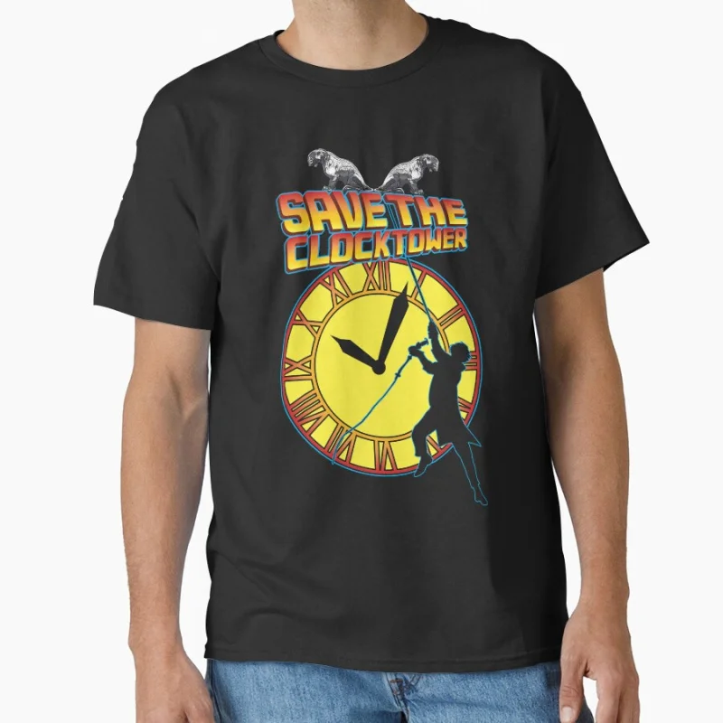 

Save The Clock Tower Time travel movie Back To The Future timemachine Gift t shirt Large size tops 100% cotton printed clothes