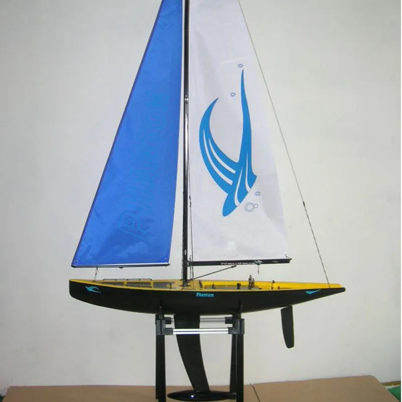 RC Wind Sailboat Model Imitation Carbon Fiber Fiberglass Competition Boat Model Toy Gift Remote Control Sailboat Finished Model