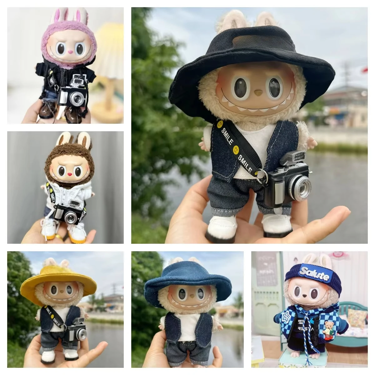 17cm bonito mini roupas de pelúcia com capuz bonecas macacão fãs macacão sem boneca acessórios para coreia kpop exo labubu ídolo