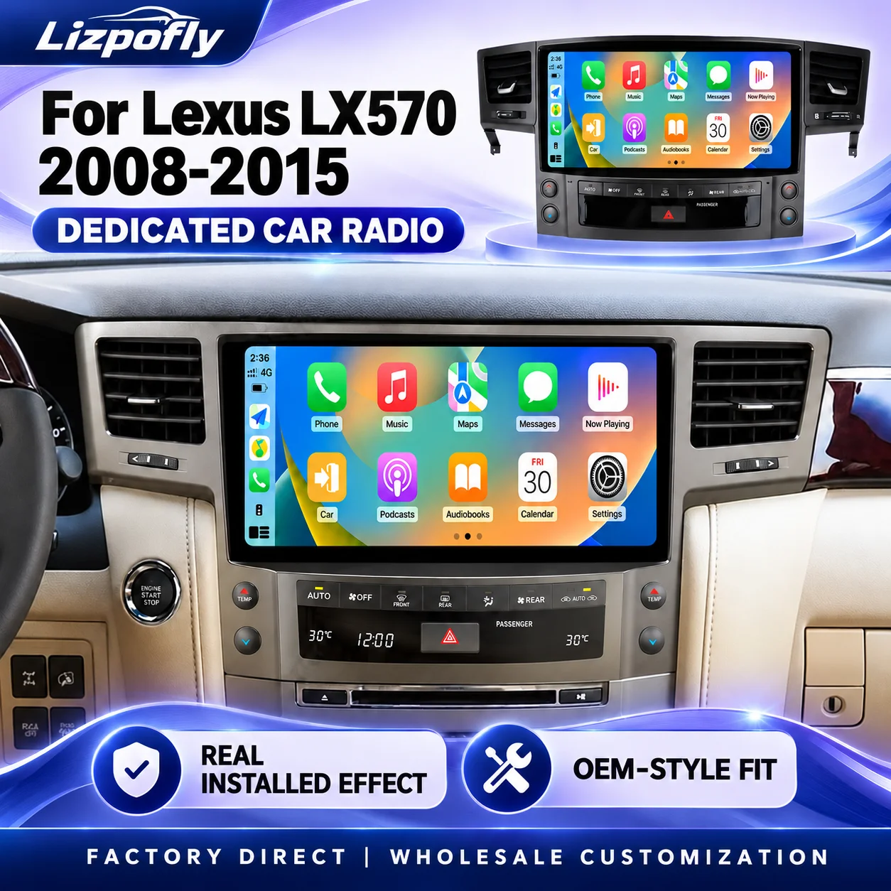 For Lexus LX570 2008-2015 Radio 12.8 Inches Screen Android 13 8-256GB Car Stereo Multimedia DVD Player GPS Navigation Head Unit