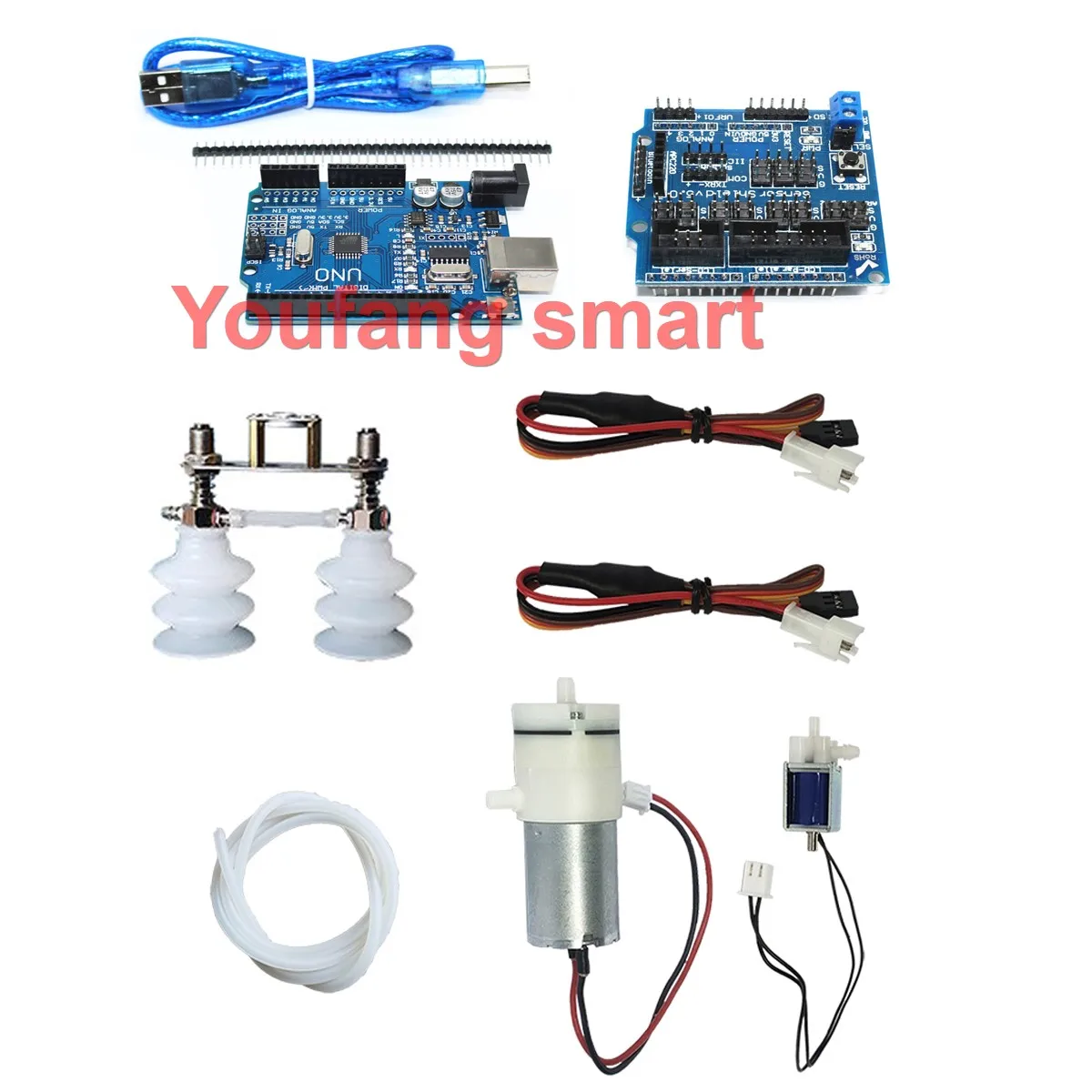 

6/10/20kg Load Industrial Air Pump 2/4 Suction Cup Solenoid Valve PWM Cable for Arduino Robot Arm UNO Programmable Robot DIY Kit