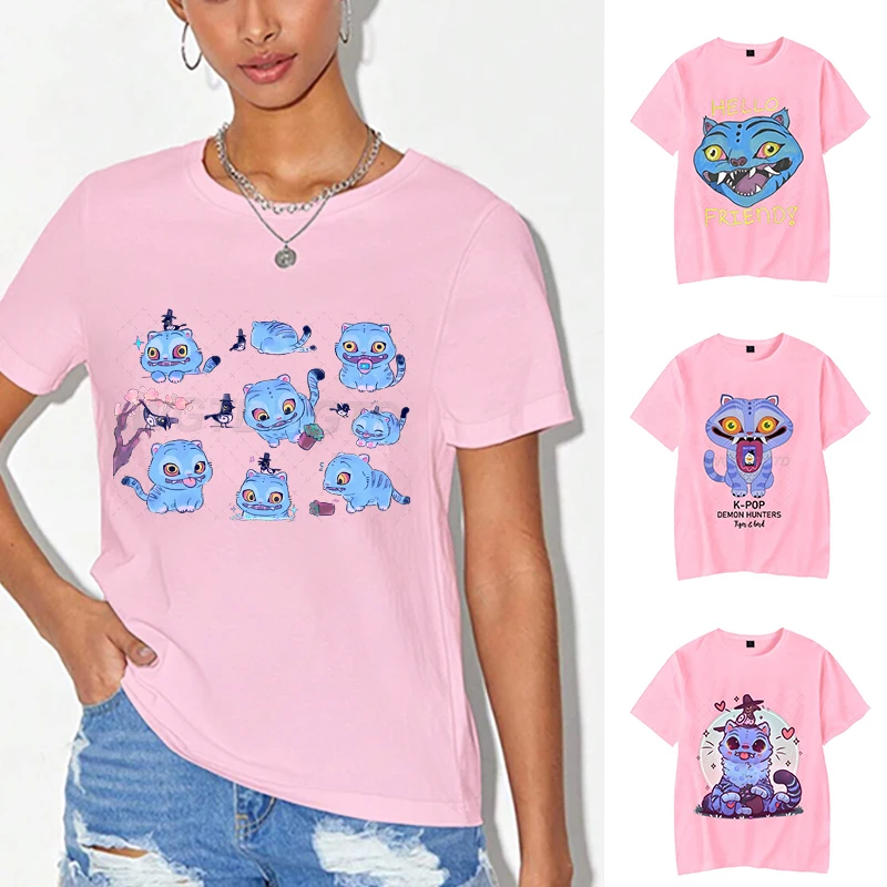 

Cartoon Tiger KPop Demon Hunters Shirt Graphic Print T-shirts Women Men Short Sleeve Crewneck Tops Funny Korean Ulzzang Tshirts