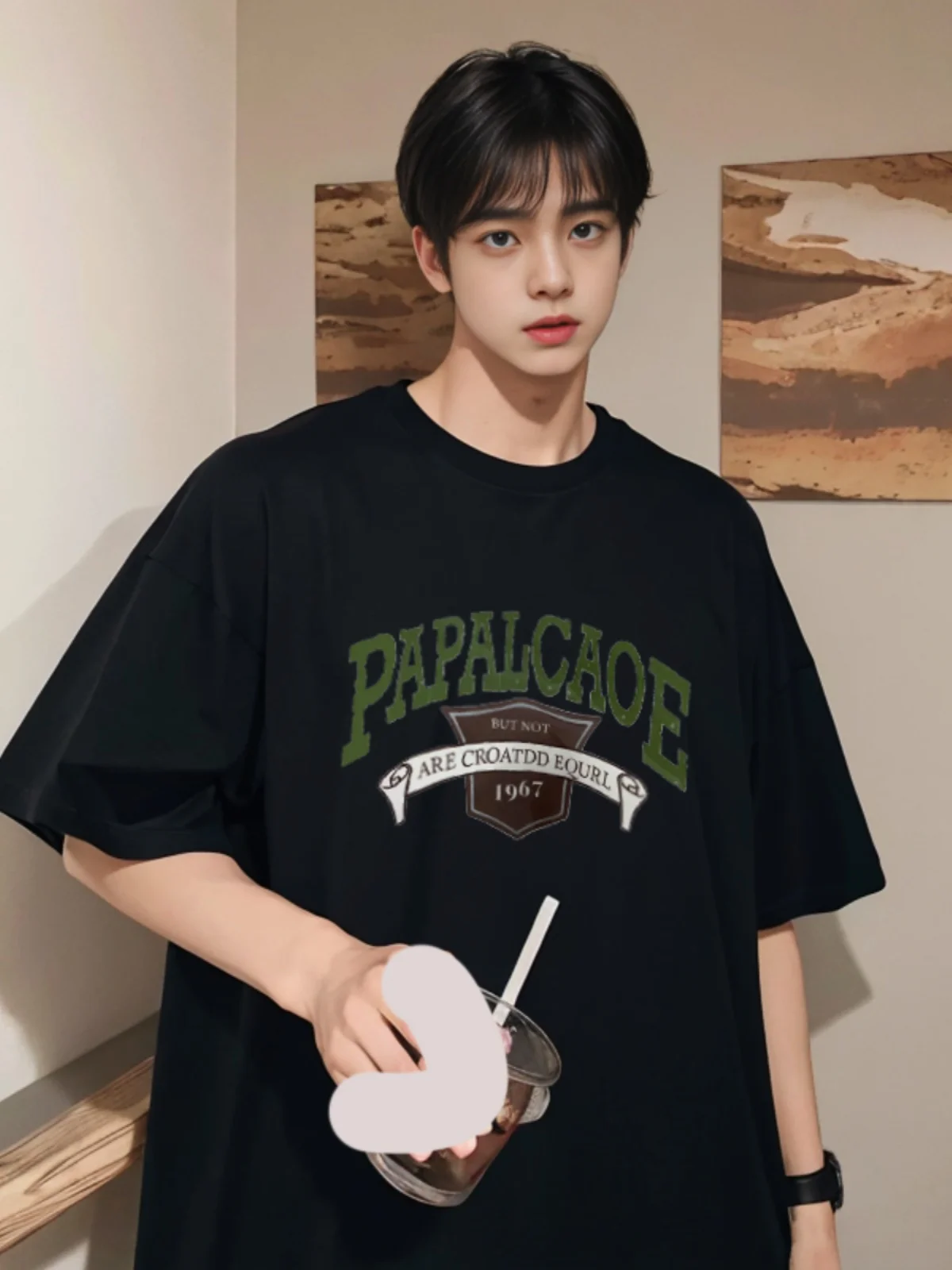 

Loose Cotton T-irt for Boys Summer Breathable ort Sve Printed Faionable Youthful round Ne f Sve Sweatirt