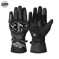 IRON JIA’S Guantes de moto invierno, Guantes moto Impermeable pantalla táctil Diseño de hebilla de muñeca Protector cálido para los hombres montando