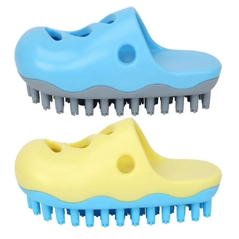 Dog Scrubber For Bath Rubber Unique Slipper Shaped Dog Bathing Brush Pet Bathing Massage Brus Soft Plum Blossom Bristles Bath