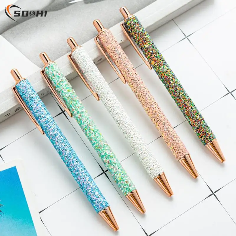 

1pc Glitter Sequin Crystal Pen 0.5mm Black Refill Ballpoint Pen Office Stationery Gel Pen Student Writing Tools Office Supplies