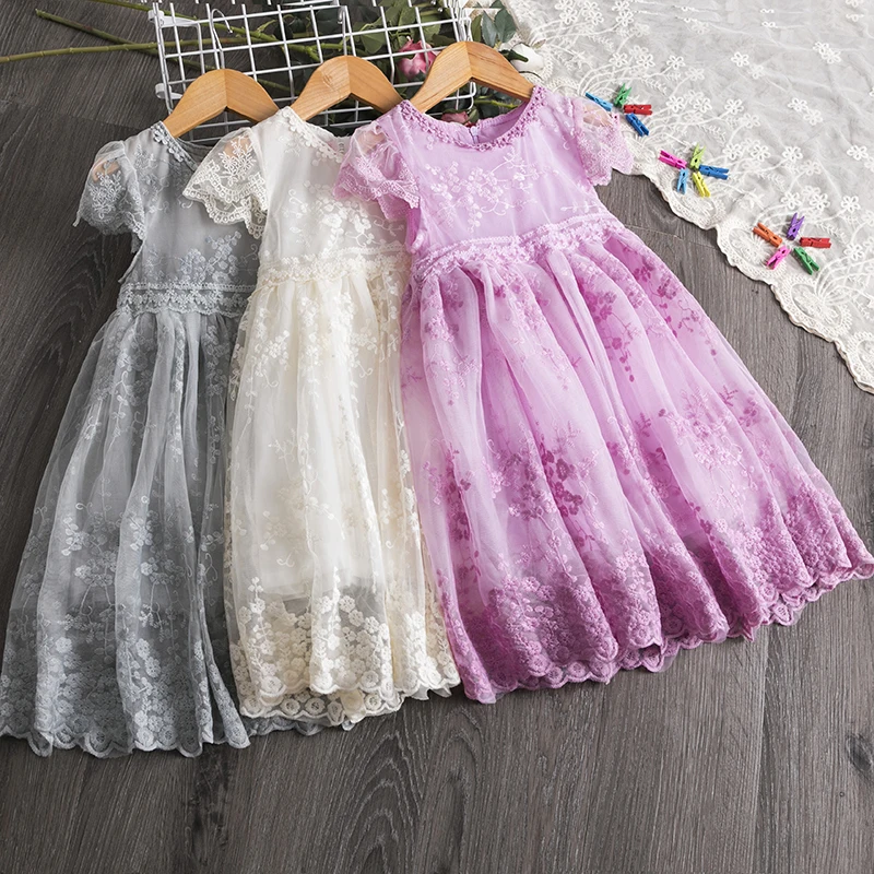 Flower Girls Dress for Wedding Party 2025 New Summer Casual Costumes for 3-8 Years Kids Embroidery Elegant Princess Dresses