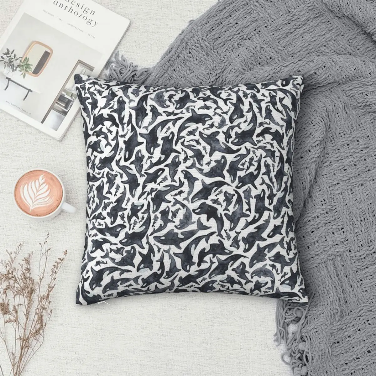 Killer Whale Orca Pattern Square Pillowcase Pillow Cover Cushion Decor Comfort Throw Pillow for Home Bedroom