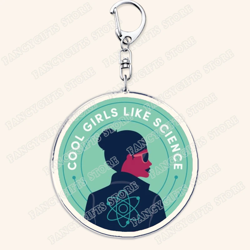 Cute Women in Science Keychains for Accessories Bag Key Chain Ring Gifts Stem Scientist Friends Keyrings