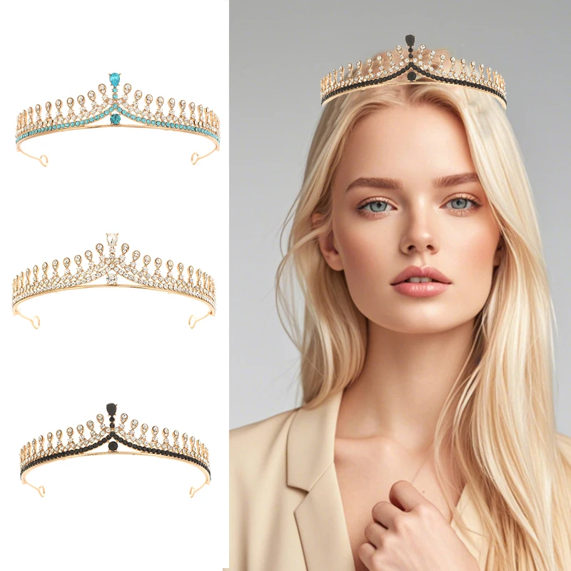 

Elegant Luxury Girls Crystal Bridal Tiara Crown Birthday Party New Fashion Bride Queen Headbands Hair Jewelry Accessories