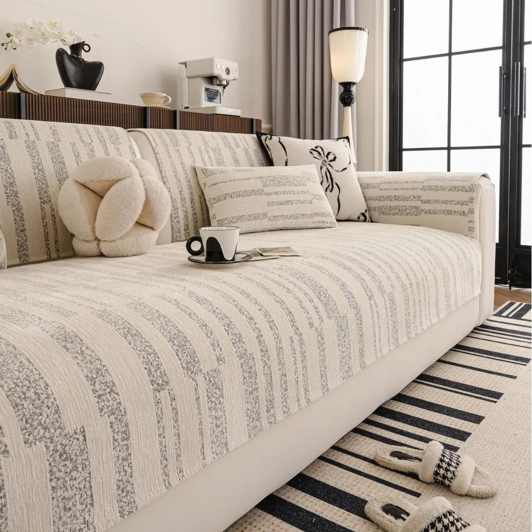 Chenille Sofa Cushion for All Seasons Slipcovers High-end Anti Slip Sofa Cover, Nordic Minimalist Modern Cushion, Backrest Towel