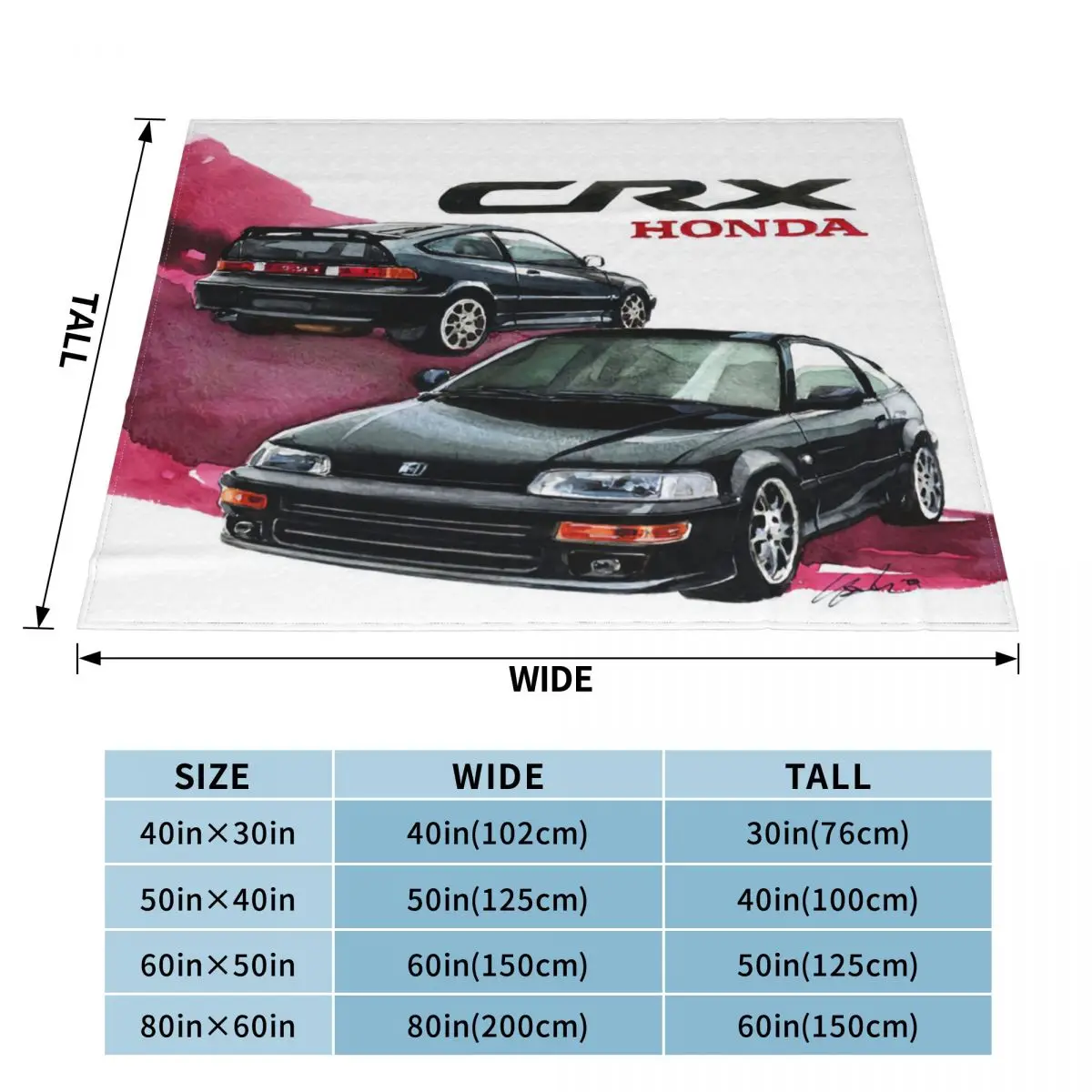 For Honda Crx Del Sol Eh6 Targa Blanket Bedspread On The Bed Plush Soft Bed Blanket King Size