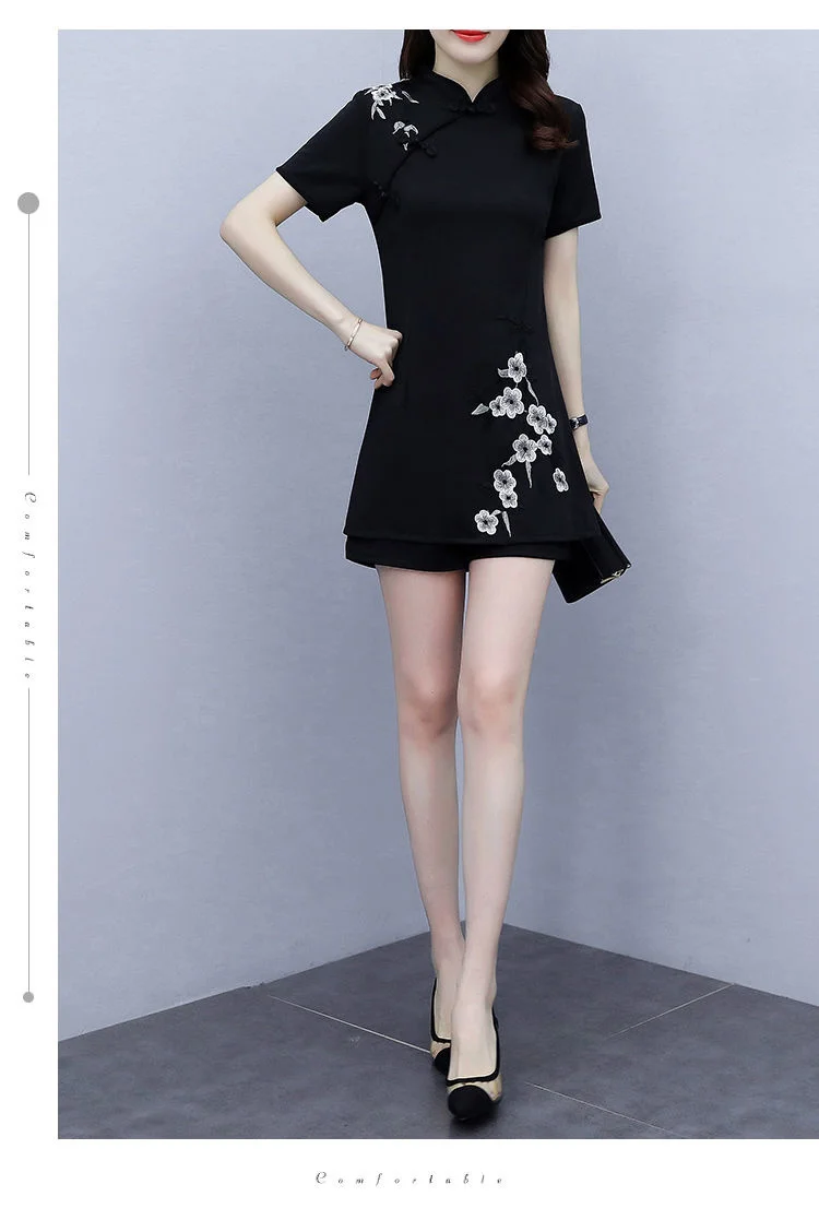 Frauen Anzug Chinesischen Stil Kleidung Zwei Stück Sets 2025, Sommer Neue Crop Top Und Shorts Retro Cheongsam Outfits Passenden für Frauen – Detail 19